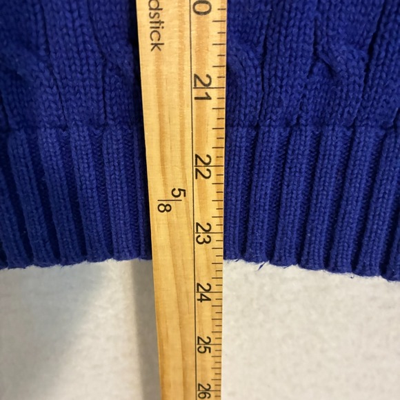 Ralph Lauren Sport Cable Knit Sweater Women Size S Logo V Neck Preppy Academia - Picture 8 of 9